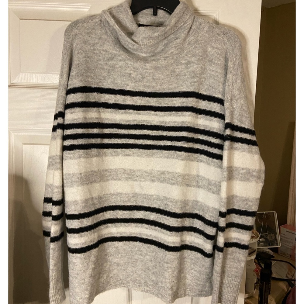Cowl Neck Striped Sweater